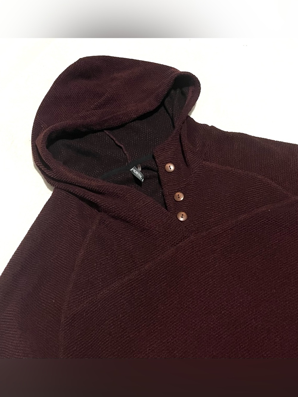 44 Degree North Women’s Hooded Button Pullover Long Sleeve Sweatshirt - Burgundy - Picture 3 of 16